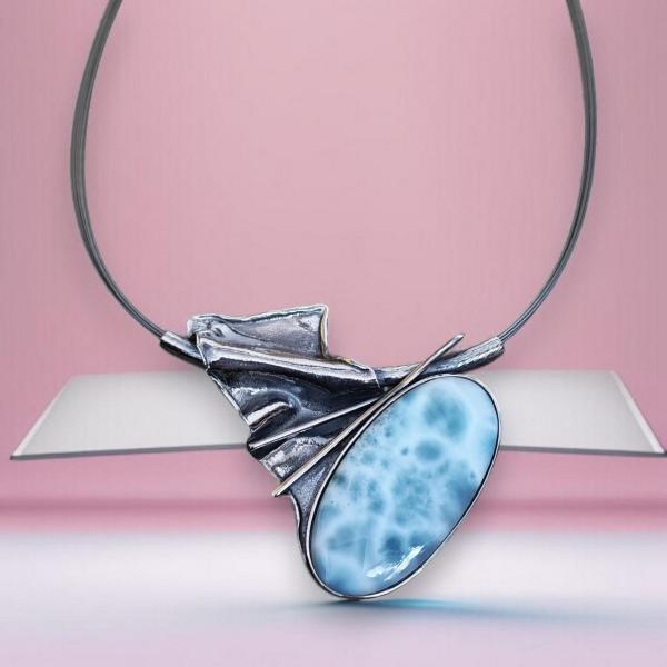 Halsschmuck Larimar in 925 Silber