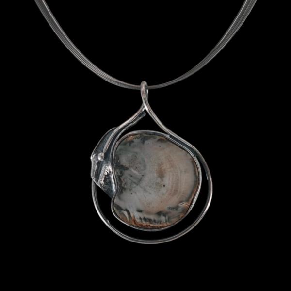 Halsschmuck Fossiles Holz in 925 Silber