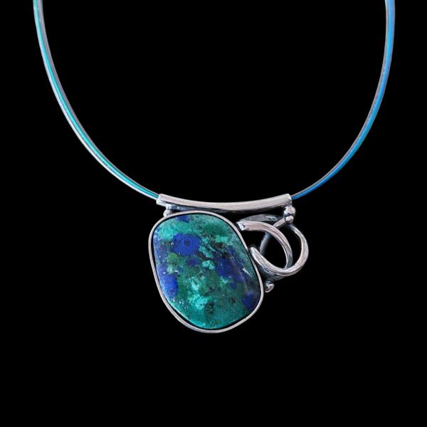 Halsschmuck Azurit Malachit in 925 Silber