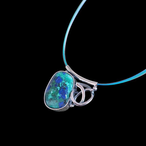 Halsschmuck Azurit Malachit in 925 Silber