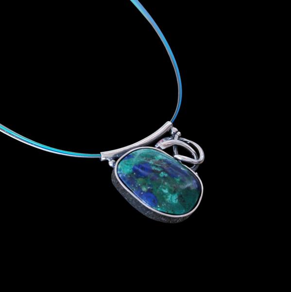 Halsschmuck Azurit Malachit in 925 Silber