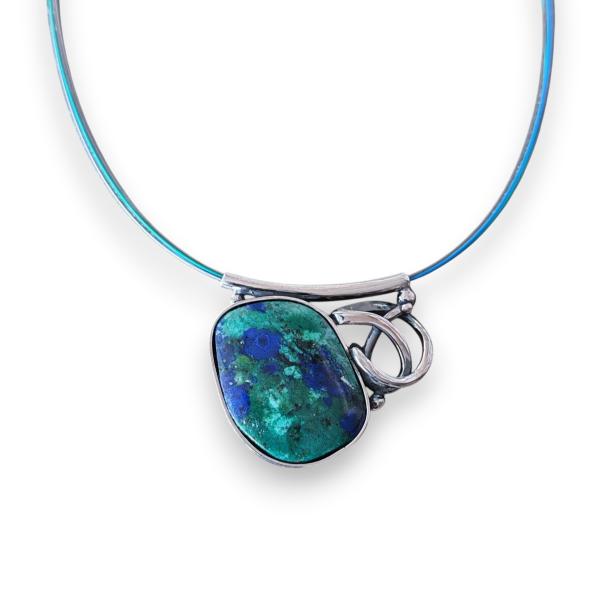 Halsschmuck Azurit Malachit in 925 Silber