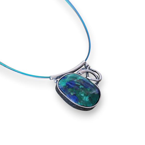 Halsschmuck Azurit Malachit in 925 Silber