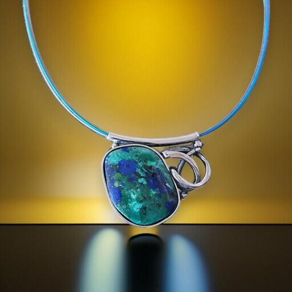 Halsschmuck Azurit Malachit in 925 Silber