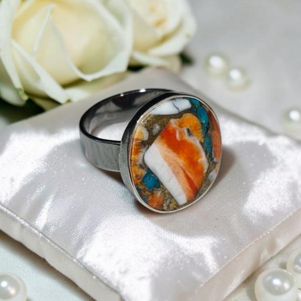 Silberring mit Stachelaustertürkis