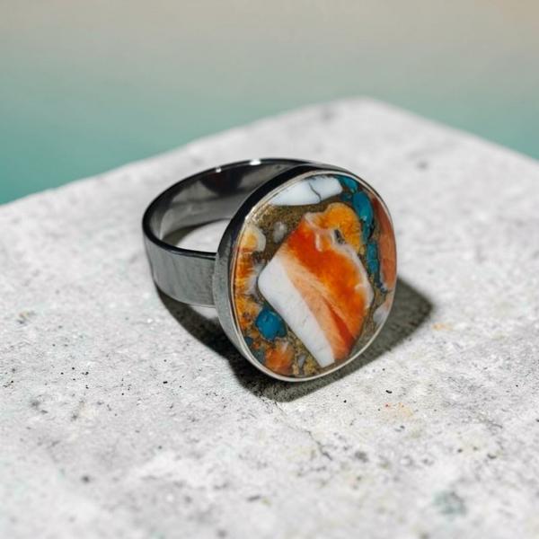 Silberring mit Stachelaustertürkis