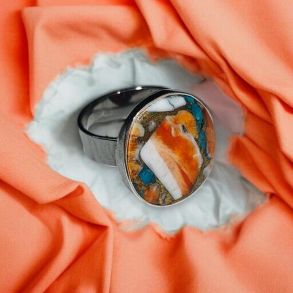 Silberring mit Stachelaustertürkis