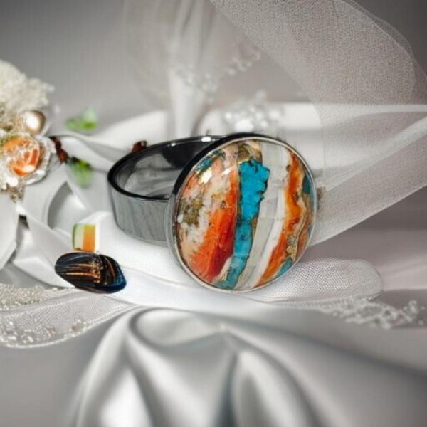 Silberring mit Stachelaustertürkis