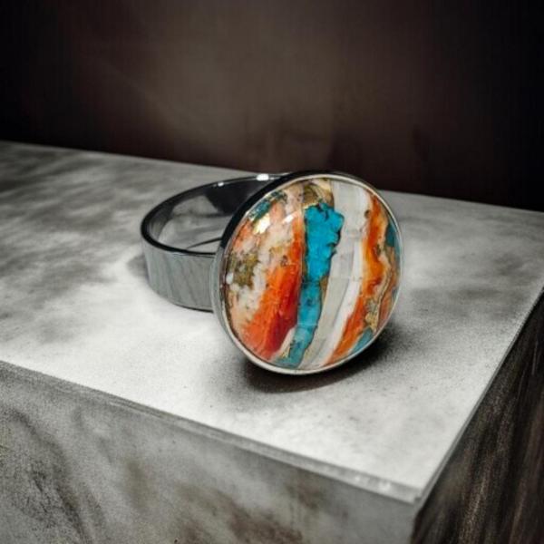 Silberring mit Stachelaustertürkis