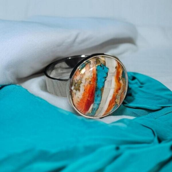 Silberring mit Stachelaustertürkis