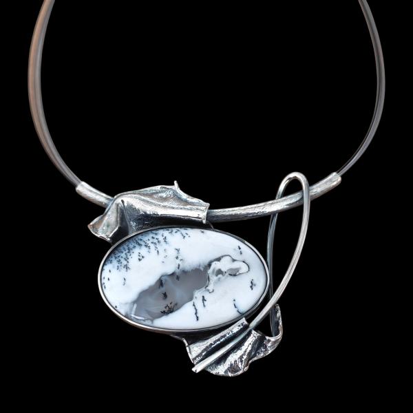 Halsschmuck Dendritenjaspis in 925 Silber