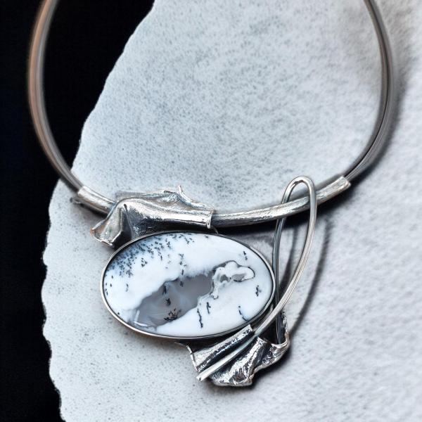 Halsschmuck Dendritenjaspis in 925 Silber