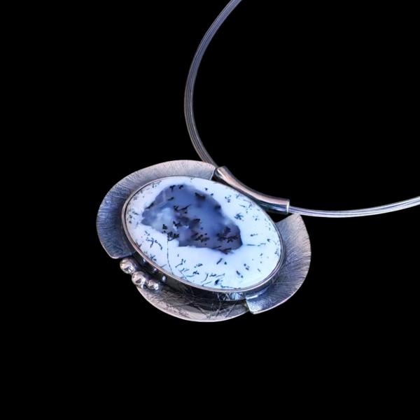 Halsschmuck Dendritenjaspis in 925 Silber