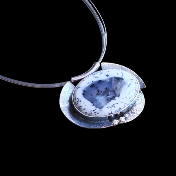 Halsschmuck Dendritenjaspis in 925 Silber