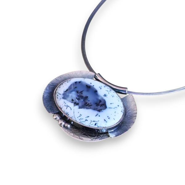 Halsschmuck Dendritenjaspis in 925 Silber