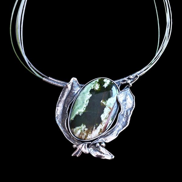 Halsschmuck Grünopal in 925 Silber