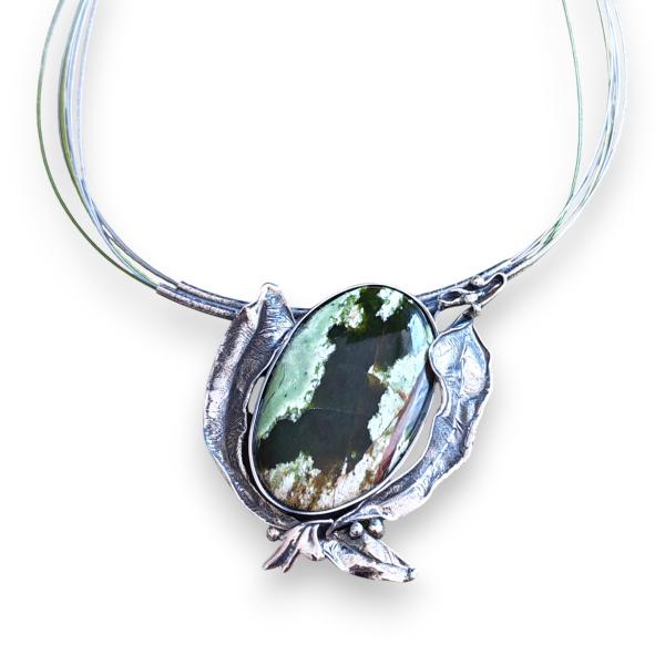 Halsschmuck Grünopal in 925 Silber