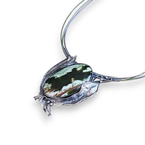 Halsschmuck Grünopal in 925 Silber