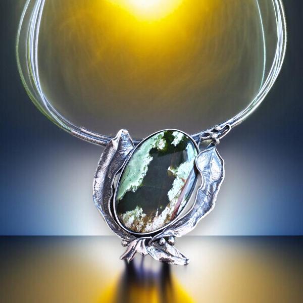 Halsschmuck Grünopal in 925 Silber
