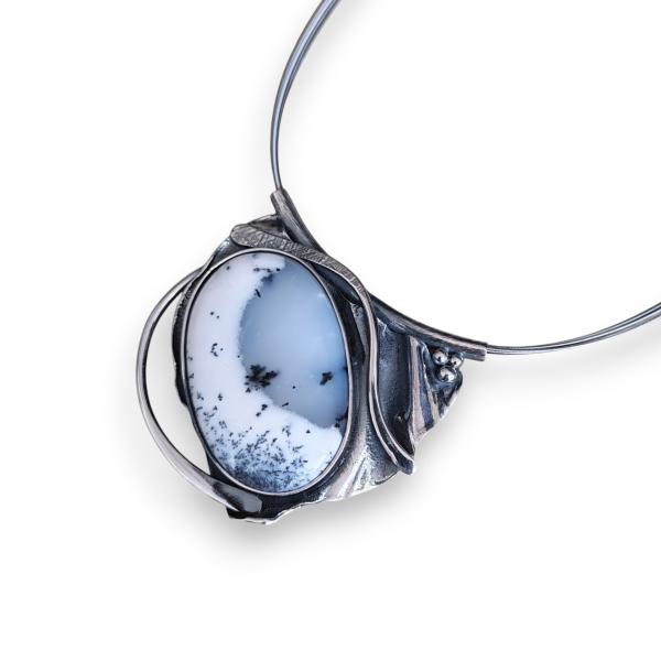 Halsschmuck Dendritenjaspis in 925 Silber