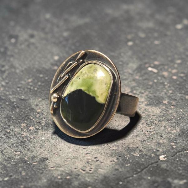 Ring mit Grünopal in 925 Silber
