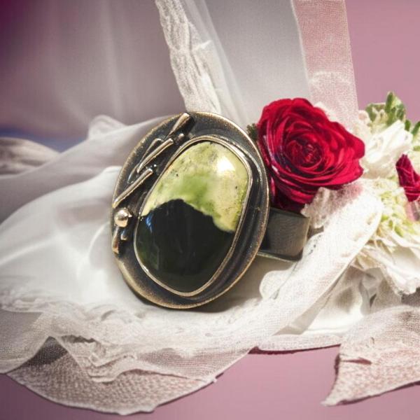 Ring mit Grünopal in 925 Silber