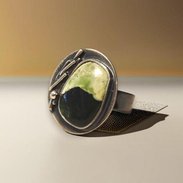 Ring mit Grünopal in 925 Silber