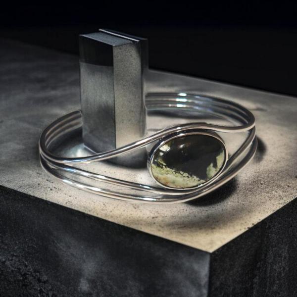 Armspange mit Grünopal in 925 Silber