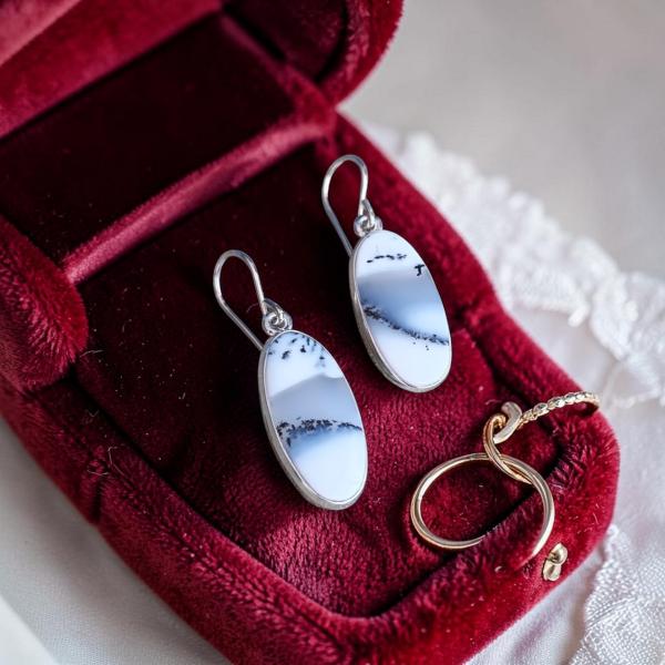 Ohrhänger mit Dendritenjaspis in 925 Silber