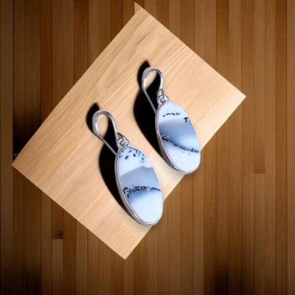 Ohrhänger mit Dendritenjaspis in 925 Silber