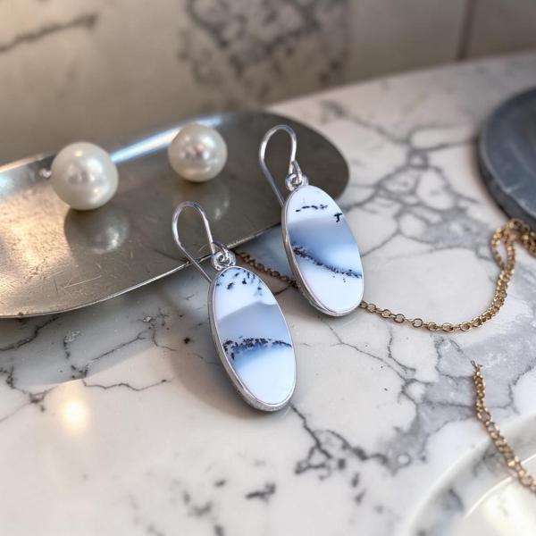 Ohrhänger mit Dendritenjaspis in 925 Silber