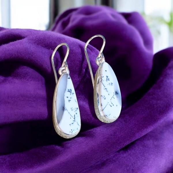 Ohrhänger mit Dendritenjaspis in 925 Silber