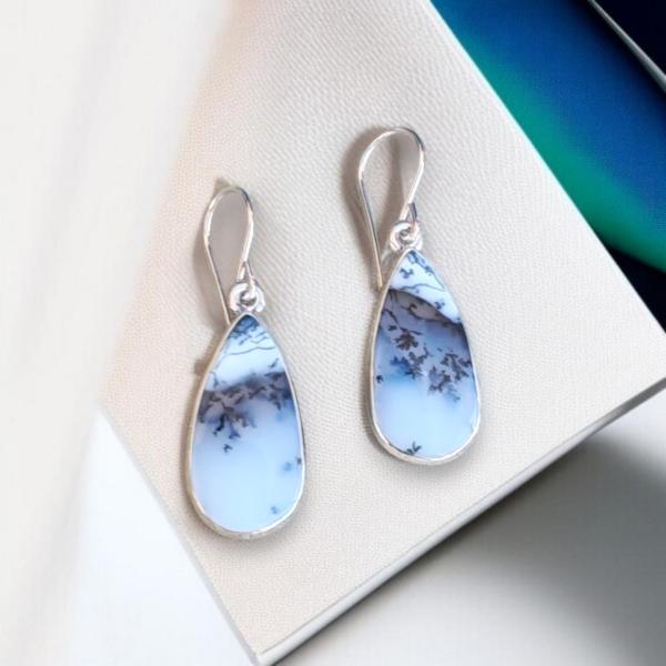 Ohrhänger mit Dendritenjaspis in 925 Silber