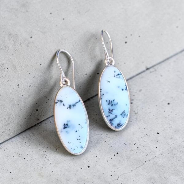 Ohrhänger mit Dendritenjaspis in 925 Silber