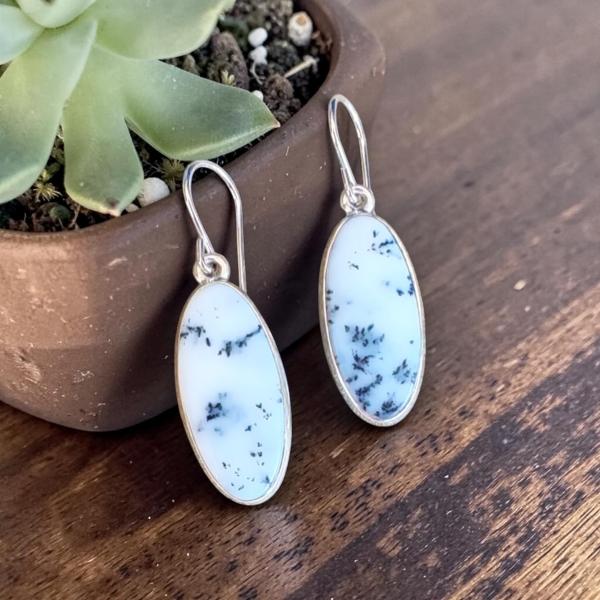 Ohrhänger mit Dendritenjaspis in 925 Silber