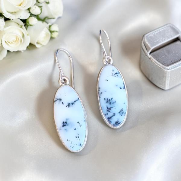 Ohrhänger mit Dendritenjaspis in 925 Silber