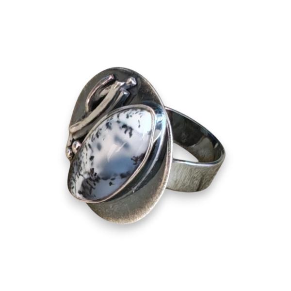 Ring mit Dendritenjaspis in 925 Silber