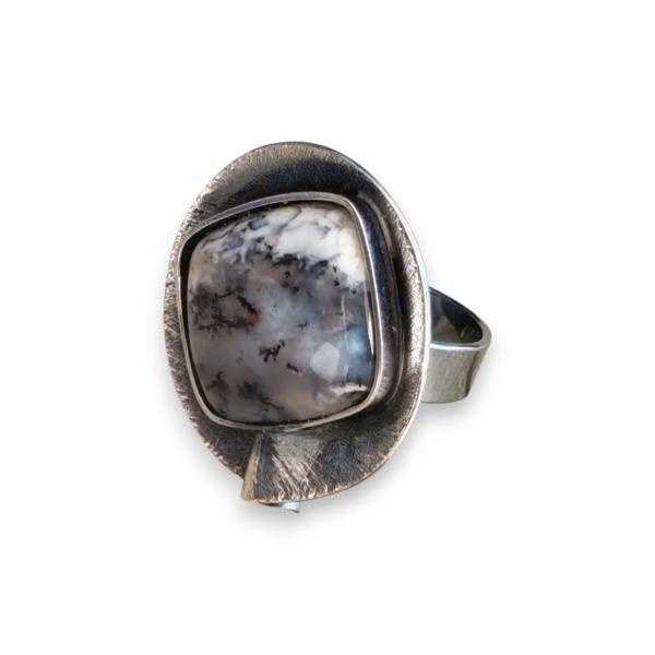 Ring mit Dendritenjaspis in 925 Silber