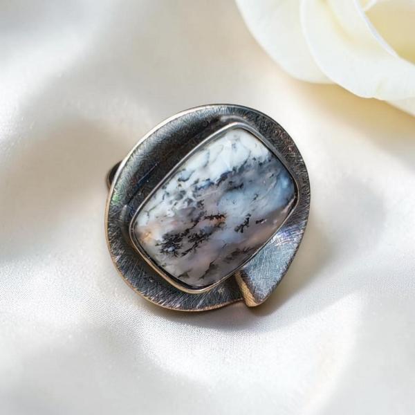 Ring mit Dendritenjaspis in 925 Silber