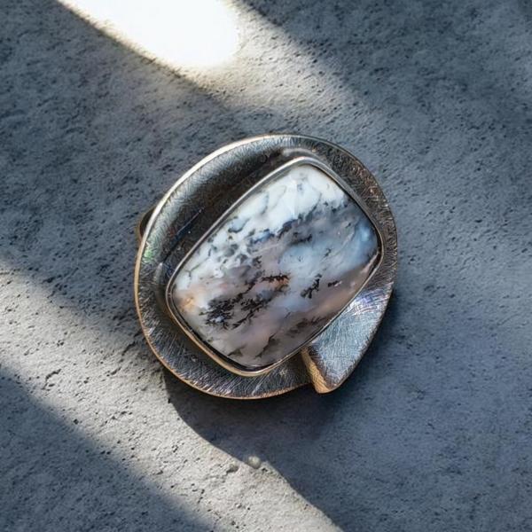 Ring mit Dendritenjaspis in 925 Silber