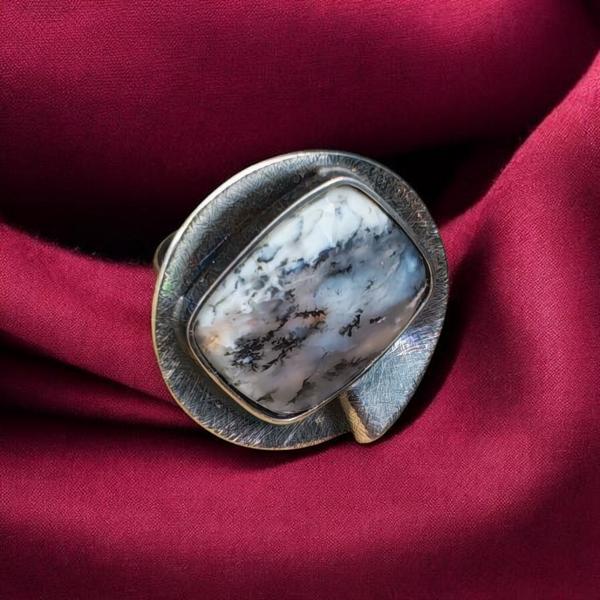 Ring mit Dendritenjaspis in 925 Silber