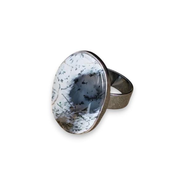Ring mit Dendritenjaspis in 925 Silber