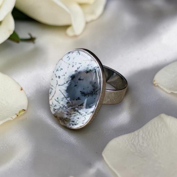 Ring mit Dendritenjaspis in 925 Silber