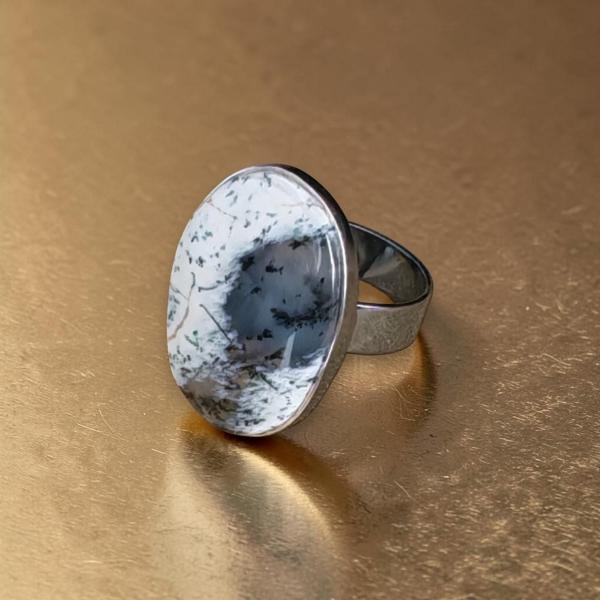 Ring mit Dendritenjaspis in 925 Silber