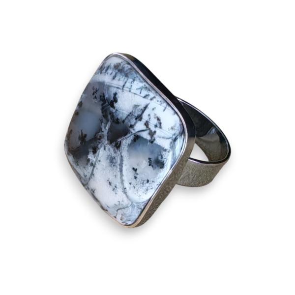 Ring mit Dendritenjaspis in 925 Silber