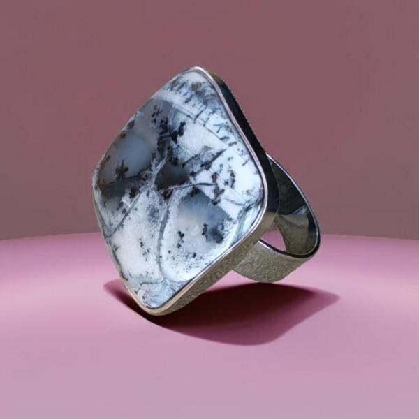 Ring mit Dendritenjaspis in 925 Silber