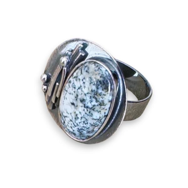 Ring mit Dendritenjaspis in 925 Silber