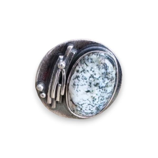 Ring mit Dendritenjaspis in 925 Silber