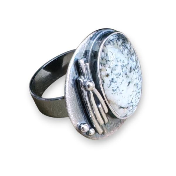 Ring mit Dendritenjaspis in 925 Silber