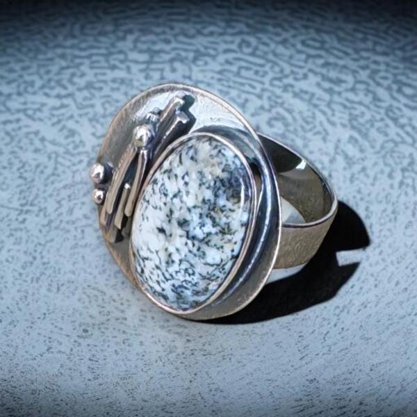 Ring mit Dendritenjaspis in 925 Silber
